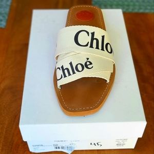 Chloe Woody Slides in White